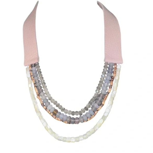 FAIRCHILD BALDWIN OF New York leather moonstone bead necklace - Picture 3 of 11